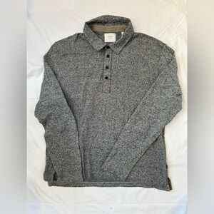 Billy Reid Heather Charcoal Button-Up Long Sleeve Polo Shirt